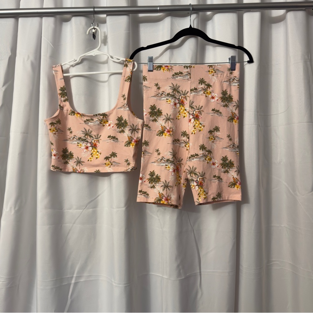 Forever 21 Pink Floral Top & Short set